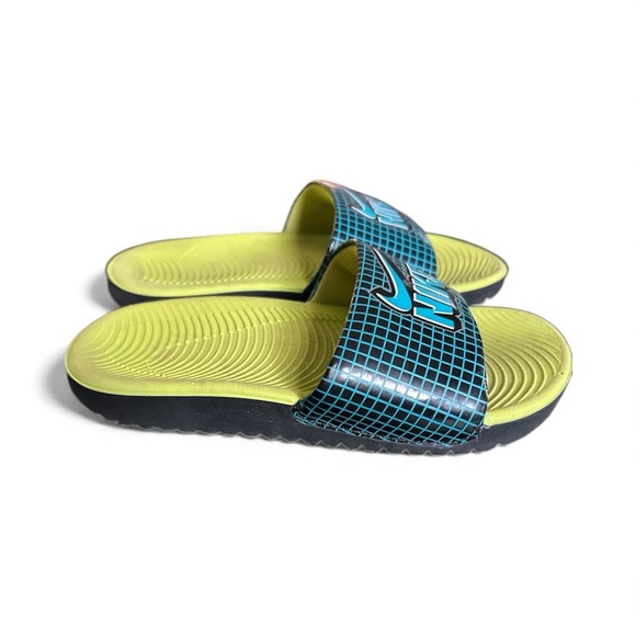 Nike Kawa Slide Sandals in Neon Yellow and Black sz 11C,,1A - Picture 3 of 3